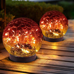 Tuzwa Solar Garden Lights – Cracked Glass Globe Pathway Lights with 20 LEDs, 600mAh Battery, Dusk-to-Dawn Sensor & IP65 Protection