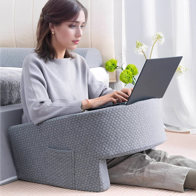 Husband Pillow with Cooling Cover, Reading Pillow for Bed with Side Pockets, Memory Foam Backrest Pillow with Arms