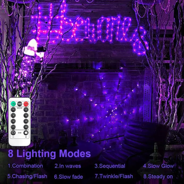 Halloween Spider Web Lights Outdoor, Purple LED Spider Web with Remote