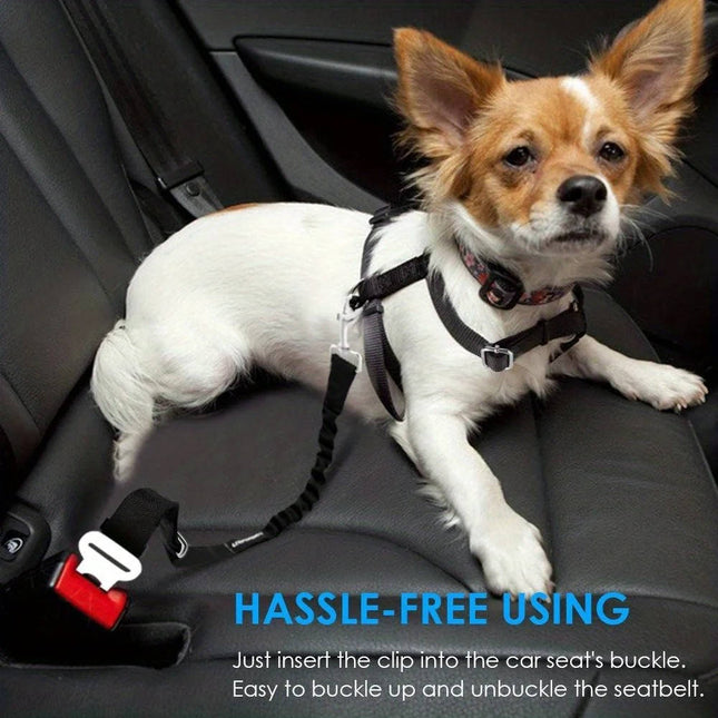 Seat Belt for Dogs with Bungee Buffer and Carabiner Clip