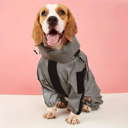 Waterproof Dog Raincoat with Hood, Reflective Windproof Full Body Rain Coat with Treat Pocket for Small and Large Dogs, M to 5XL