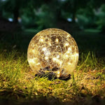Tuzwa Solar Garden Lights – Cracked Glass Globe Pathway Lights with 20 LEDs, 600mAh Battery, Dusk-to-Dawn Sensor & IP65 Protection