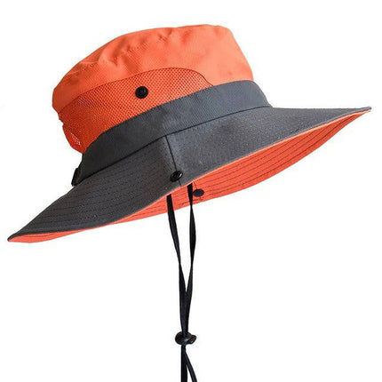 UV Protection Foldable Sun Hat for Women and Men, Packable Fisherman Bucket Hat with Ponytail Hole and Adjustable Chin Strap for Beach and Hiking