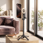 Tuzwa Magnetic Selfie Stick Tripod – N52 Phone Mount with Wireless Remote, 360° Rotation, 225° Tilt, 4-Leg Tripod & Cold Shoe Mount