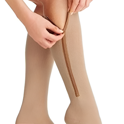 Tuzwa Zippered Compression Socks 20-30 mmHg – Graduated Open-Toe Support Stockings with Side Zip, Unisex