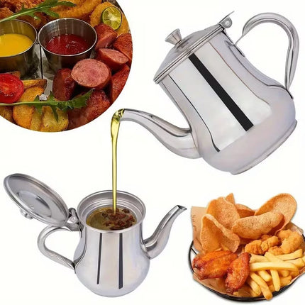 Bacon Grease Container with Strainer, Stainless Steel Grease Container with Double Mesh Strainer