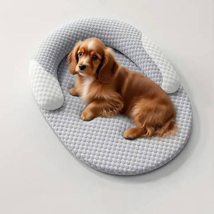 Orthopedic Dog Bed, Cooling Dog Bed with Neck Pillow, Waterproof Washable Dog Bed with Anti Slip Bottom