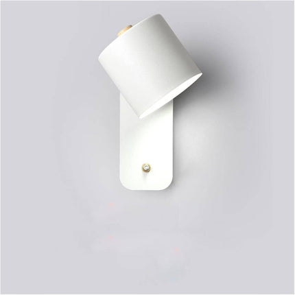 LED Wall Lamp for Bedroom and Living Room, 180 Degree Adjustable Reading Sconce with Wood Trim and Push Button Switch