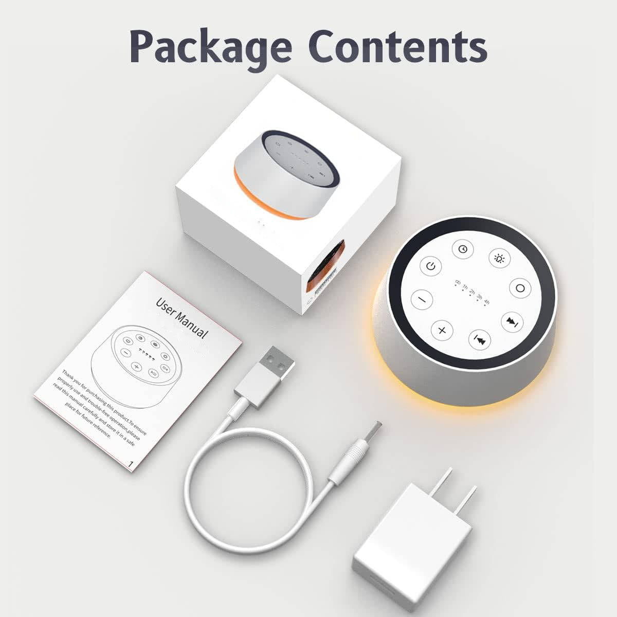 Tuzwa White Noise Machine – 30-Sound Sleep Sound Machine with 12-Color Night Light, 10 Brightness Levels, Memory & 1–4 Hour Timer