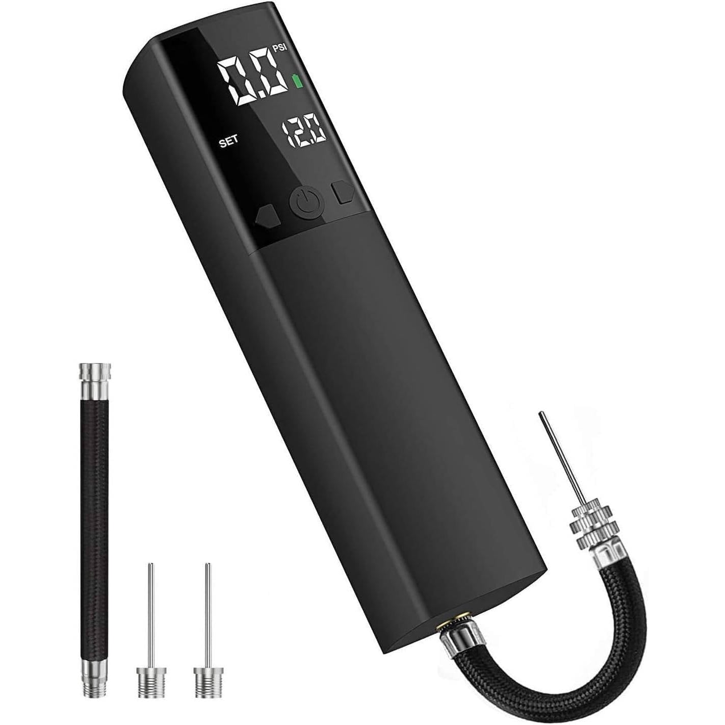 Tuzwa Electric Ball Pump – 15 PSI Rechargeable Sports Ball Inflator with Digital LCD Gauge, Auto Stop, 4 L/min Airflow & USB-C Charging
