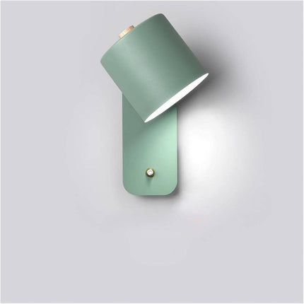 LED Wall Lamp for Bedroom and Living Room, 180 Degree Adjustable Reading Sconce with Wood Trim and Push Button Switch