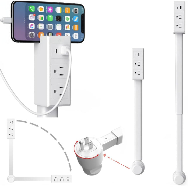 Outlet Extender with Rotating Arm, Wall Outlet Extender with 2 AC Outlets and USB C, Surge Protector for Behind Couch