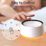 Tuzwa White Noise Machine – 30-Sound Sleep Sound Machine with 12-Color Night Light, 10 Brightness Levels, Memory & 1–4 Hour Timer