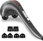 Tuzwa Handheld Deep Tissue Massager – 3500 PPM Dual Head Electric Percussion Massager with 3 Attachments & Variable Speed