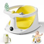 Tuzwa Baby Bath Seat – 6+ Month Infant Bath Support with 4 Suction Cups, Temperature Display, Soft Cushion, Ergonomic Backrest & Rinse Cup