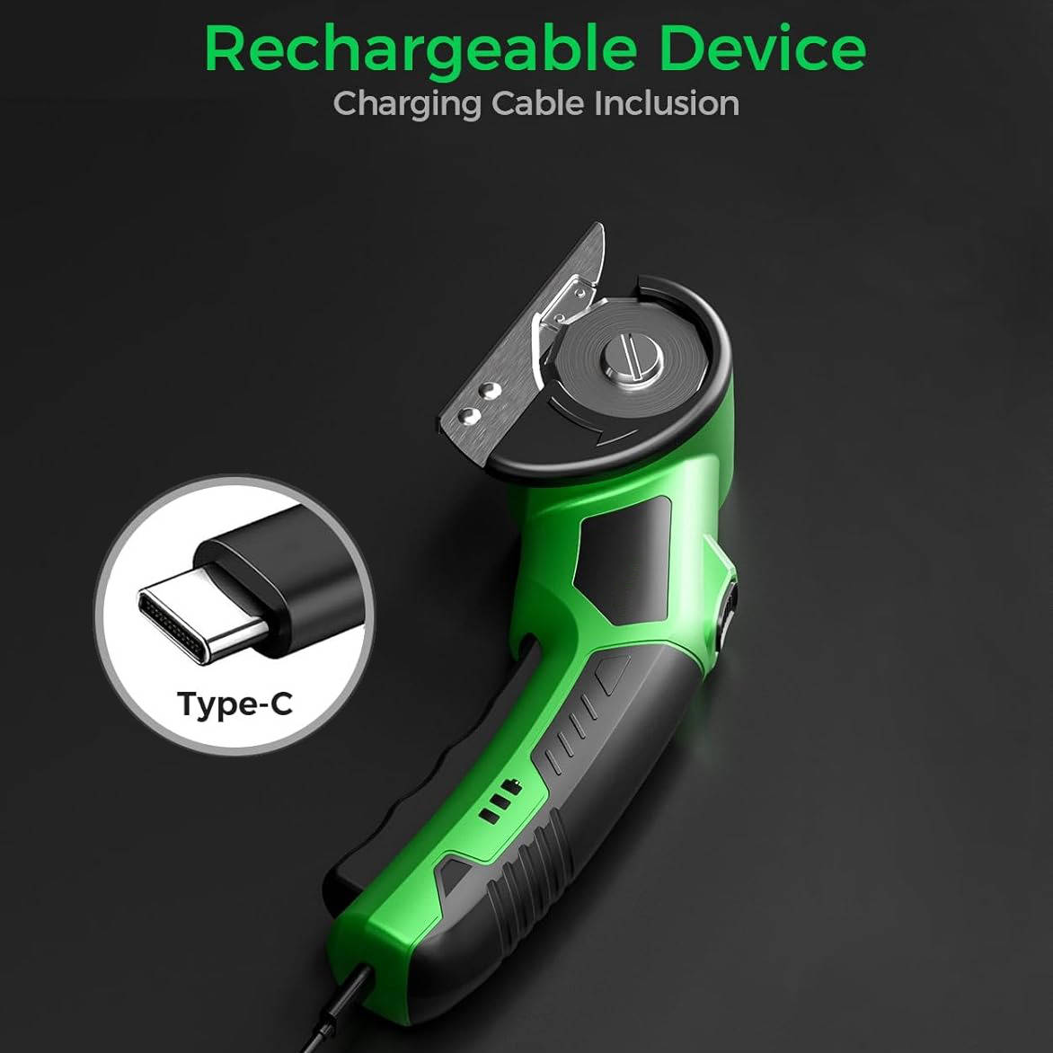 Tuzwa Cordless Electric Scissors – 320 RPM Rechargeable Cutting Tool with 2000mAh Battery, LED Light, Safety Lock & Ergonomic Grip
