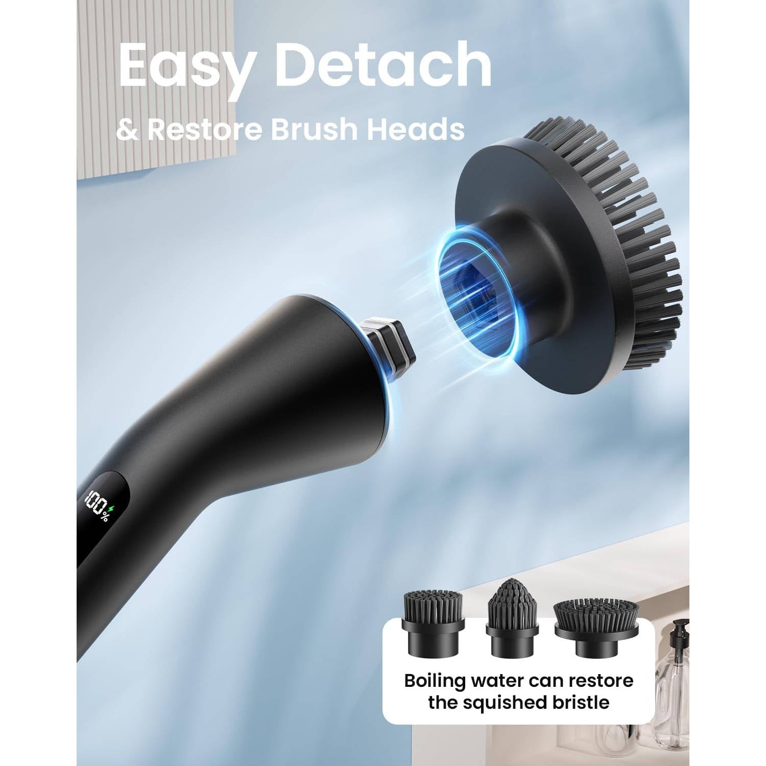 Tuzwa Cordless Electric Spin Scrubber – 300/400 RPM Cleaning Brush with 7 Heads, Extendable Handle, 5000mAh Battery & IPX7 Rating
