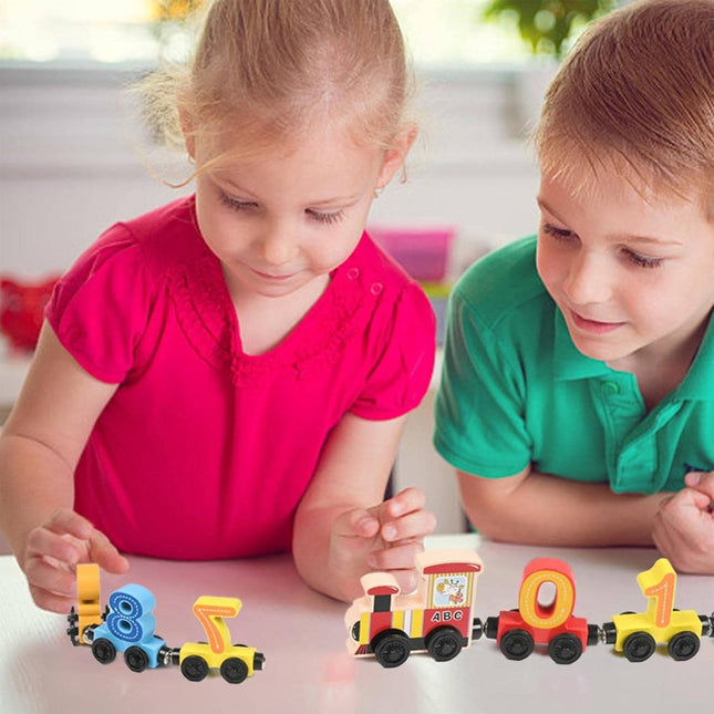 Educational Toys for 3 Year Olds, Wooden Train Toy with Magnetic Number Blocks