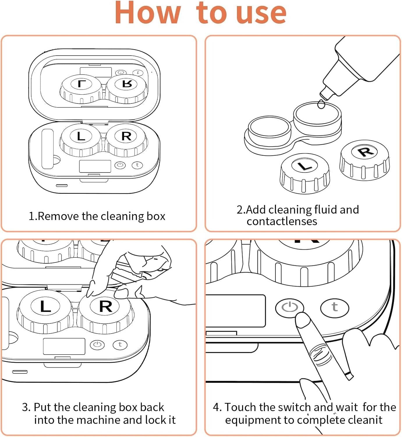 Tuzwa Ultrasonic Contact Lens Cleaner – 47,000Hz Rechargeable Lens Cleaning Device with 2–5 Min Timers, Dual Chambers, LED Display & USB Charging