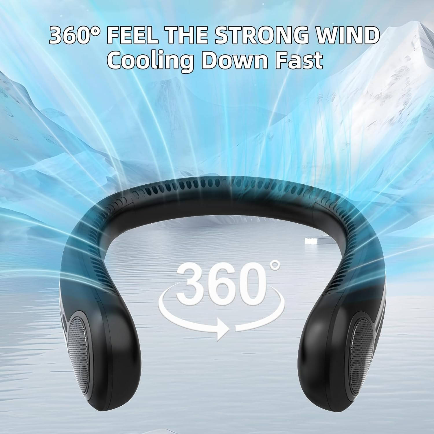 Tuzwa Portable Neck Fan – Bladeless 360° Airflow, 6000mAh Rechargeable Battery, 4 Speeds, LED Display & USB-C Charging