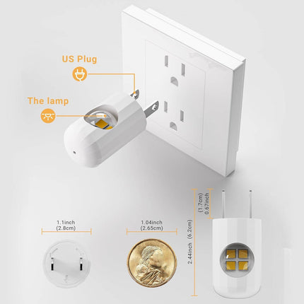 Wall Socket Light, Plug In LED Night Light with Automatic Dusk to Dawn Sensor, 200 Lumen Soft White 3000K Outlet Lamp
