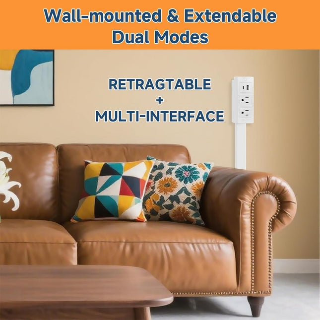 Outlet Extender with Rotating Arm, Wall Outlet Extender with 2 AC Outlets and USB C