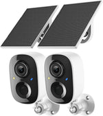 Tuzwa 2K Solar Security Camera – Wireless Outdoor WiFi Camera with 5200mAh Battery, PIR Motion Detection, Color Night Vision & IP65 Rating