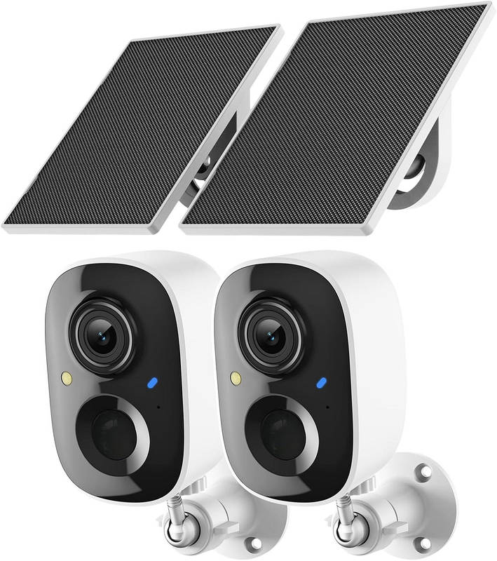 Tuzwa 2K Solar Security Camera – Wireless Outdoor WiFi Camera with 5200mAh Battery, PIR Motion Detection, Color Night Vision & IP65 Rating