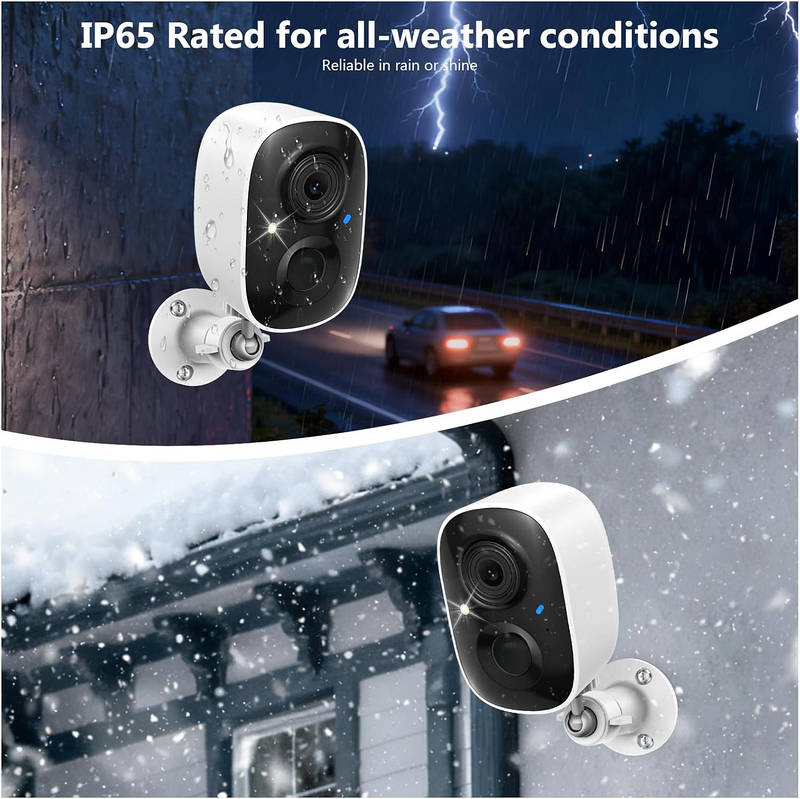 Tuzwa 2K Solar Security Camera – Wireless Outdoor WiFi Camera with 5200mAh Battery, PIR Motion Detection, Color Night Vision & IP65 Rating