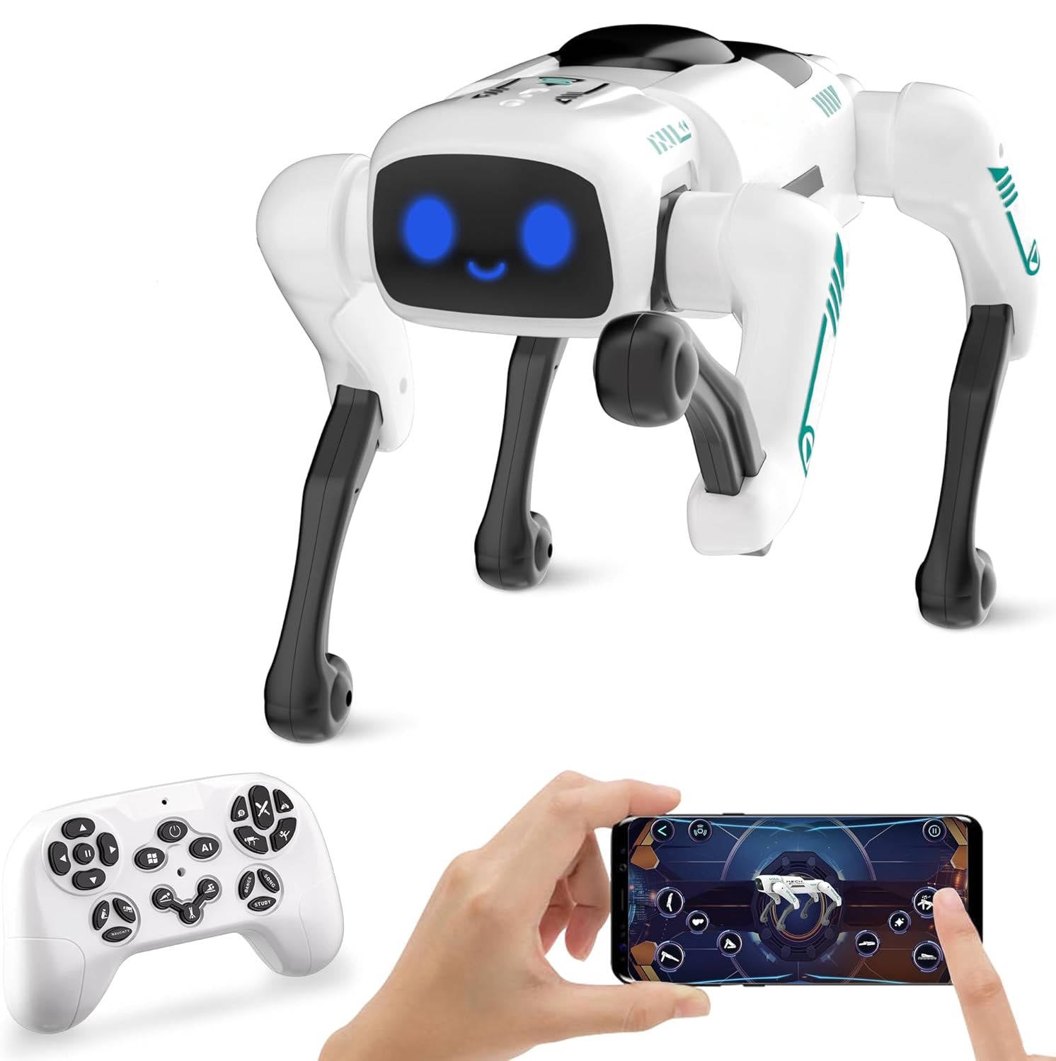 Tuzwa Smart Robot Dog Toy for Kids – Remote & App Control, 30+ Programmable Actions, Music, Stories, USB-C, Ages 6–12