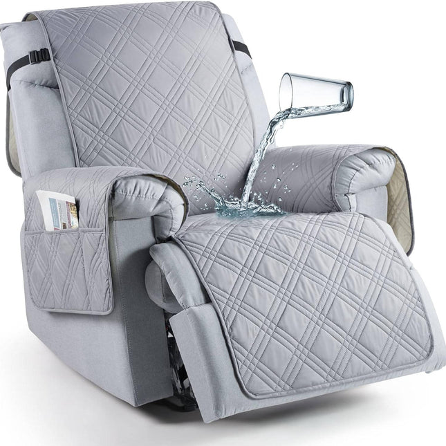 Recliner Cover Waterproof, Five Layer Microfiber Chair Protector with Side Pockets for Dogs