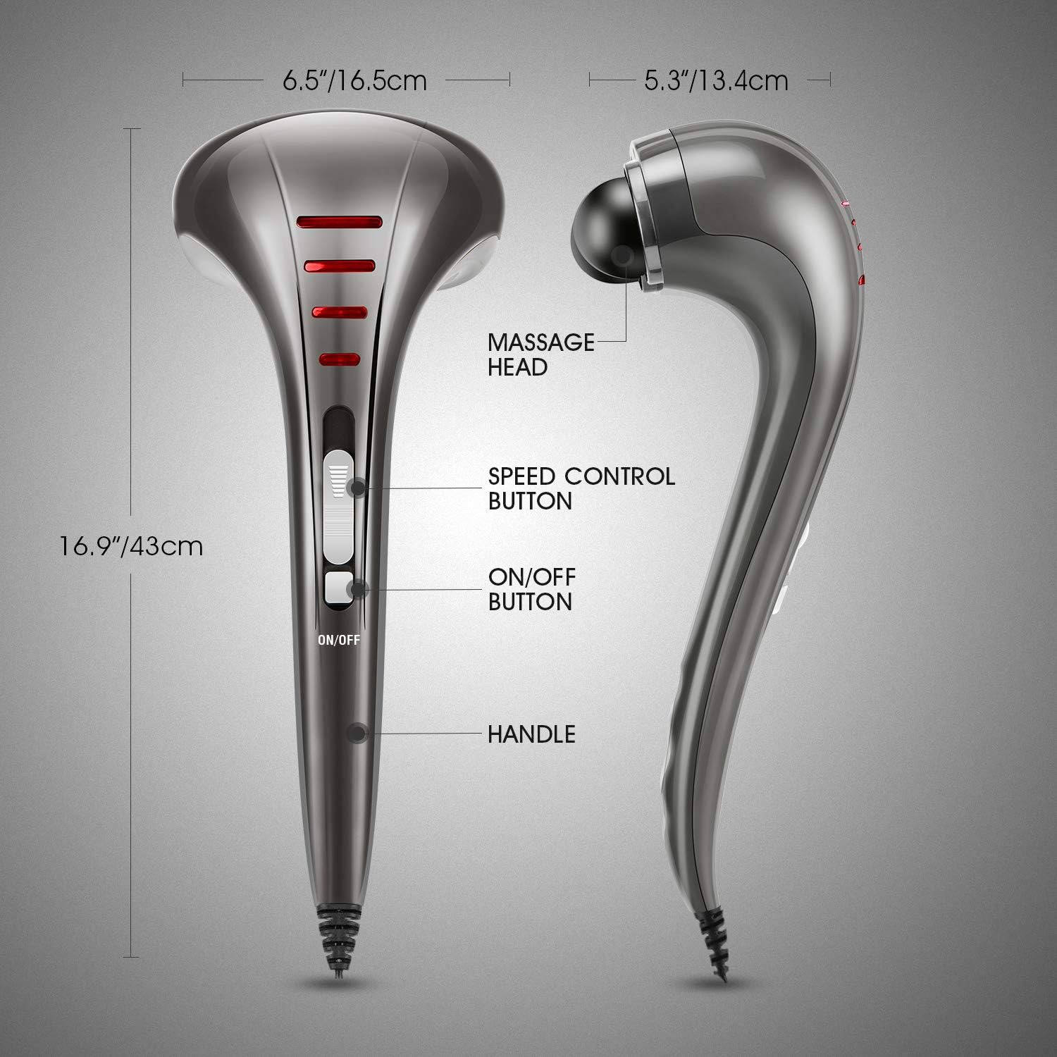 Tuzwa Handheld Deep Tissue Massager – 3500 PPM Dual Head Electric Percussion Massager with 3 Attachments & Variable Speed