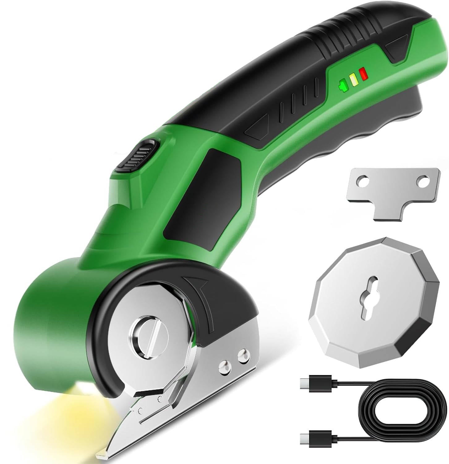 Tuzwa Cordless Electric Scissors – 320 RPM Rechargeable Cutting Tool with 2000mAh Battery, LED Light, Safety Lock & Ergonomic Grip