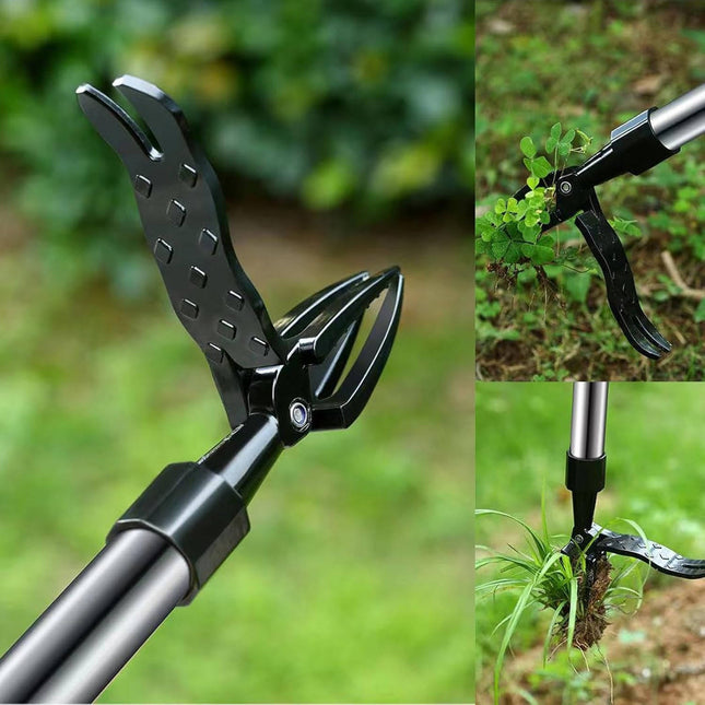Weed Puller with Foot Pedal, Long Handle Weed Puller with Bamboo Grip and 4 Stainless Steel Claws, Manual Weed Remover