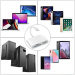 Tuzwa SD Card Reader for iPhone & iPad – Lightning & USB-C Memory Card Adapter with SD, microSD, USB-A Port & Two-Way File Transfer
