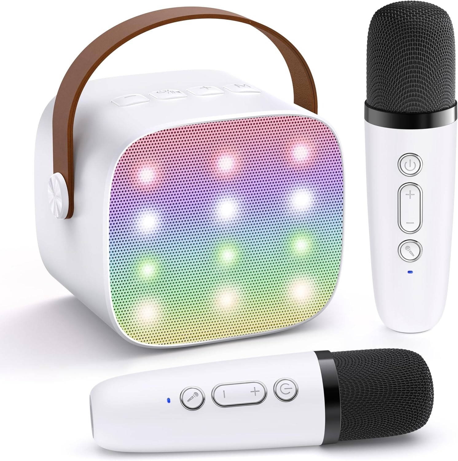 Tuzwa Portable Karaoke Machine with 2 Wireless Microphones – Bluetooth Mini Speaker, LED Lights, Voice Effects & Vocal Remover