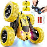 Tuzwa RC Stunt Car – 360° Flip Remote Control Car with LED Lights, 9 Stunt Modes, Dual Motors, 2 Batteries & 2.4GHz Remote
