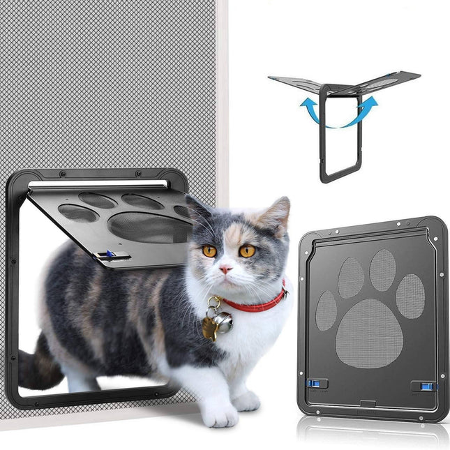 Pet Screen Door for Dogs and Cats, Doggy Door with Magnetic Flap and Lock, Kitty Door for Sliding Screen
