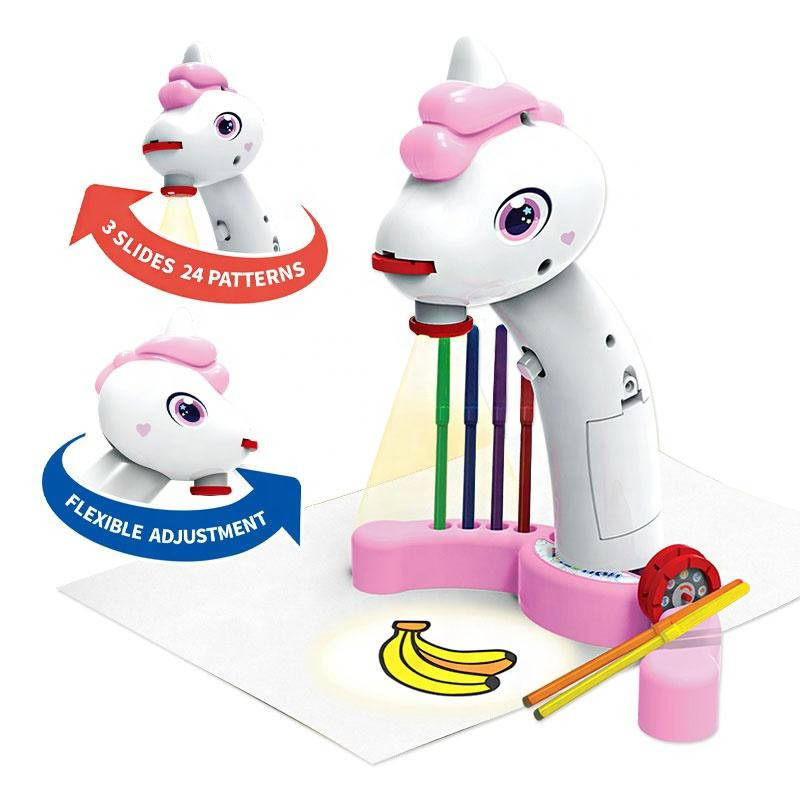 Tuzwa Kids Drawing Projector Toy – Unicorn Tracing Projector with 24 Designs, 3 Projection Modes & A5 Drawing Area