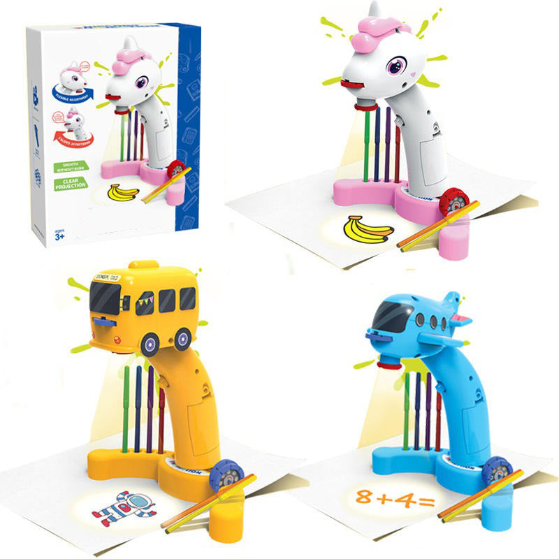 Tuzwa Kids Drawing Projector Toy – Unicorn Tracing Projector with 24 Designs, 3 Projection Modes & A5 Drawing Area