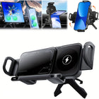 Car Phone Holder with Wireless Charger, Car Tablet Holder for Air Vent with Motorized Clamp, Wireless Fast Charger