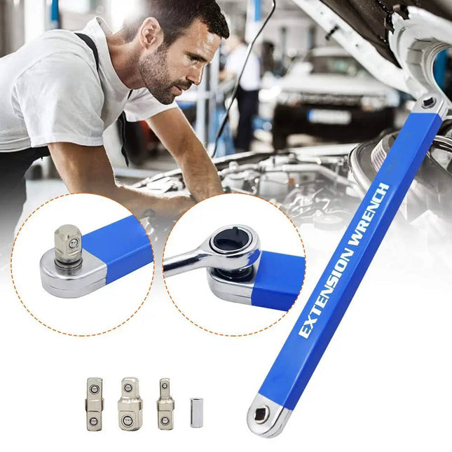 Extension Wrench, Chain Driven Socket Extension with 3 Drive Adapters, Tight Space Wrench for Car and Truck Repair