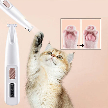 Cat Fur Trimmer with LED Light, Rechargeable Cat Clippers for Paws and Ears, Waterproof Grooming Tools for Cats