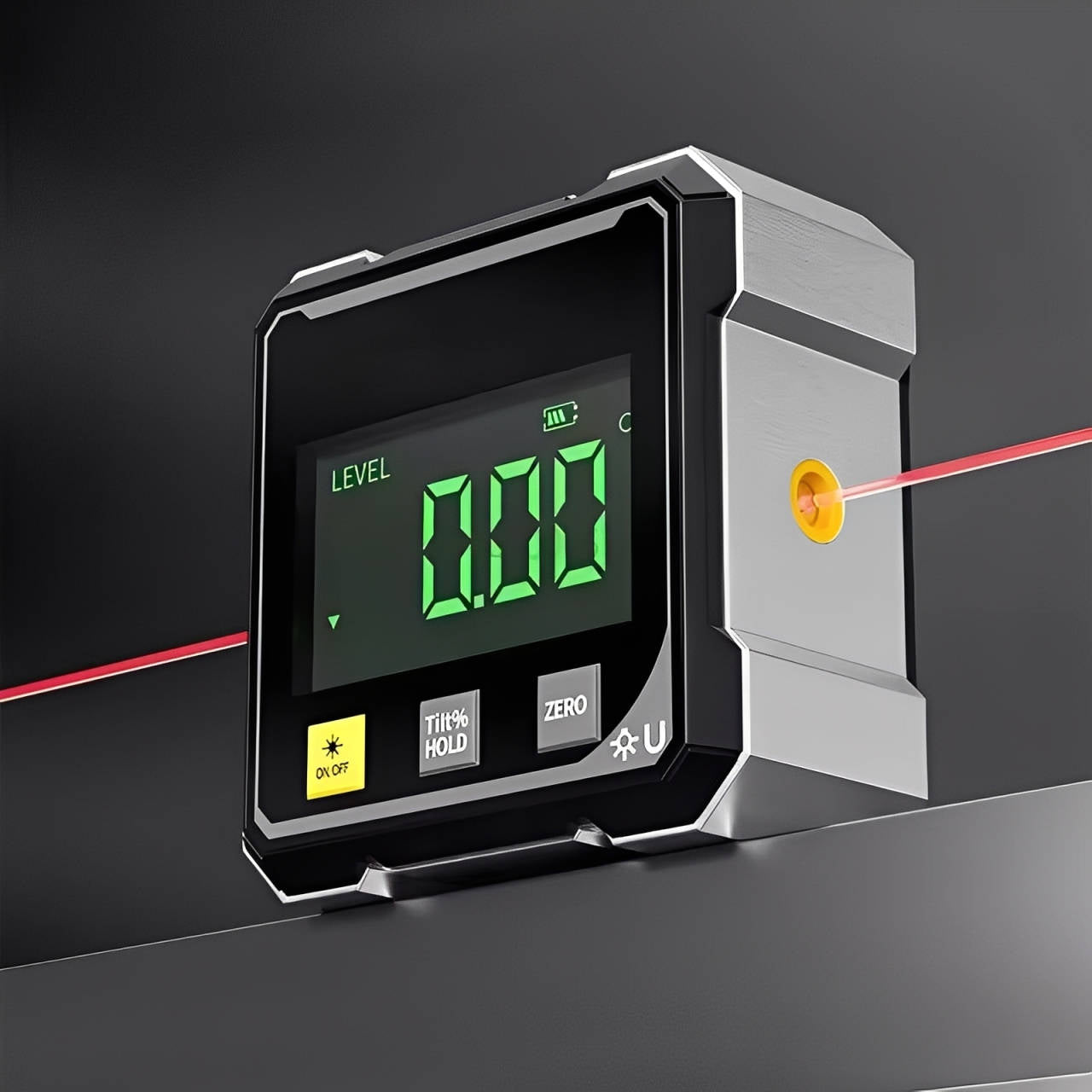 Tuzwa Digital Angle Gauge with Dual Laser – Magnetic Angle Finder, ±0.2° Accuracy, Slope Mode, USB-C Rechargeable & Data Hold