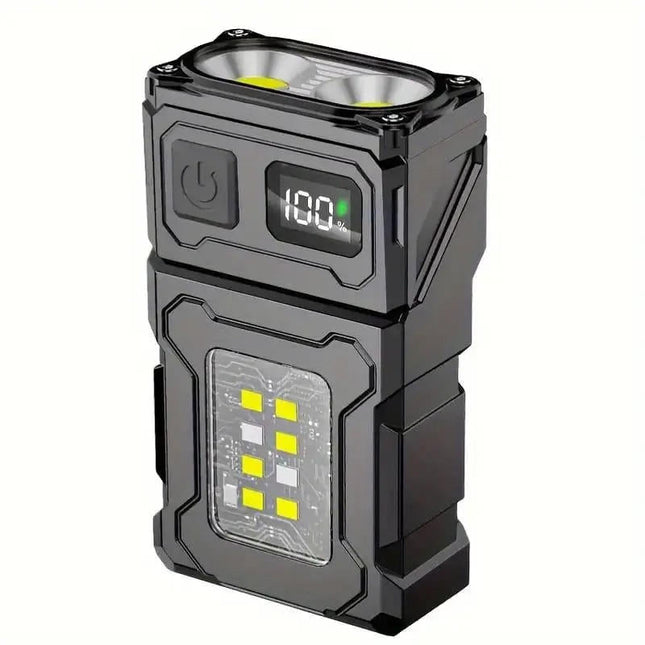 Rechargeable Flashlight with Battery Display, LED Flashlight for Power Outage, Pocket Flashlight with Magnet and Clip