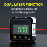 Tuzwa Digital Angle Gauge with Dual Laser – Magnetic Angle Finder, ±0.2° Accuracy, Slope Mode, USB-C Rechargeable & Data Hold
