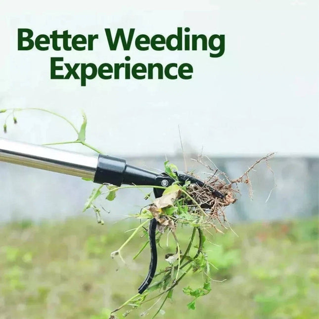Weed Puller with Foot Pedal, Long Handle Weed Puller with Bamboo Grip and 4 Stainless Steel Claws
