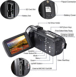Tuzwa 4K Vlogging Camera – 48MP WiFi Video Camera, 18X Digital Zoom, Handheld Stabilizer, 2 Batteries, Remote & Webcam Mode