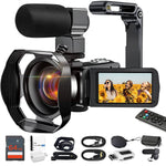 Tuzwa 4K Vlogging Camera – 48MP WiFi Video Camera, 18X Digital Zoom, Handheld Stabilizer, 2 Batteries, Remote & Webcam Mode