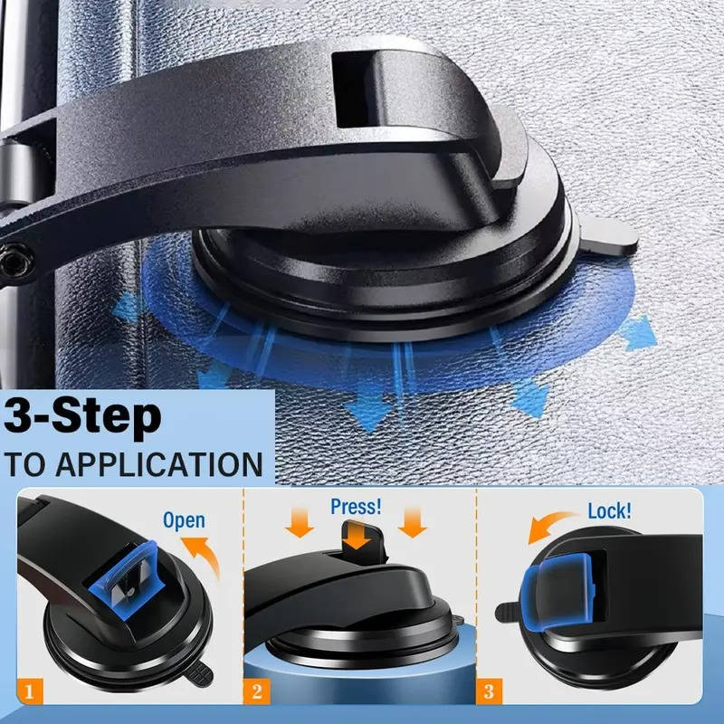 Tuzwa Car Tablet Holder Mount – 360° Rotating Suction Cup Tablet Stand with 140° Adjustable Arm, Stainless Steel Frame & Silicone Protection